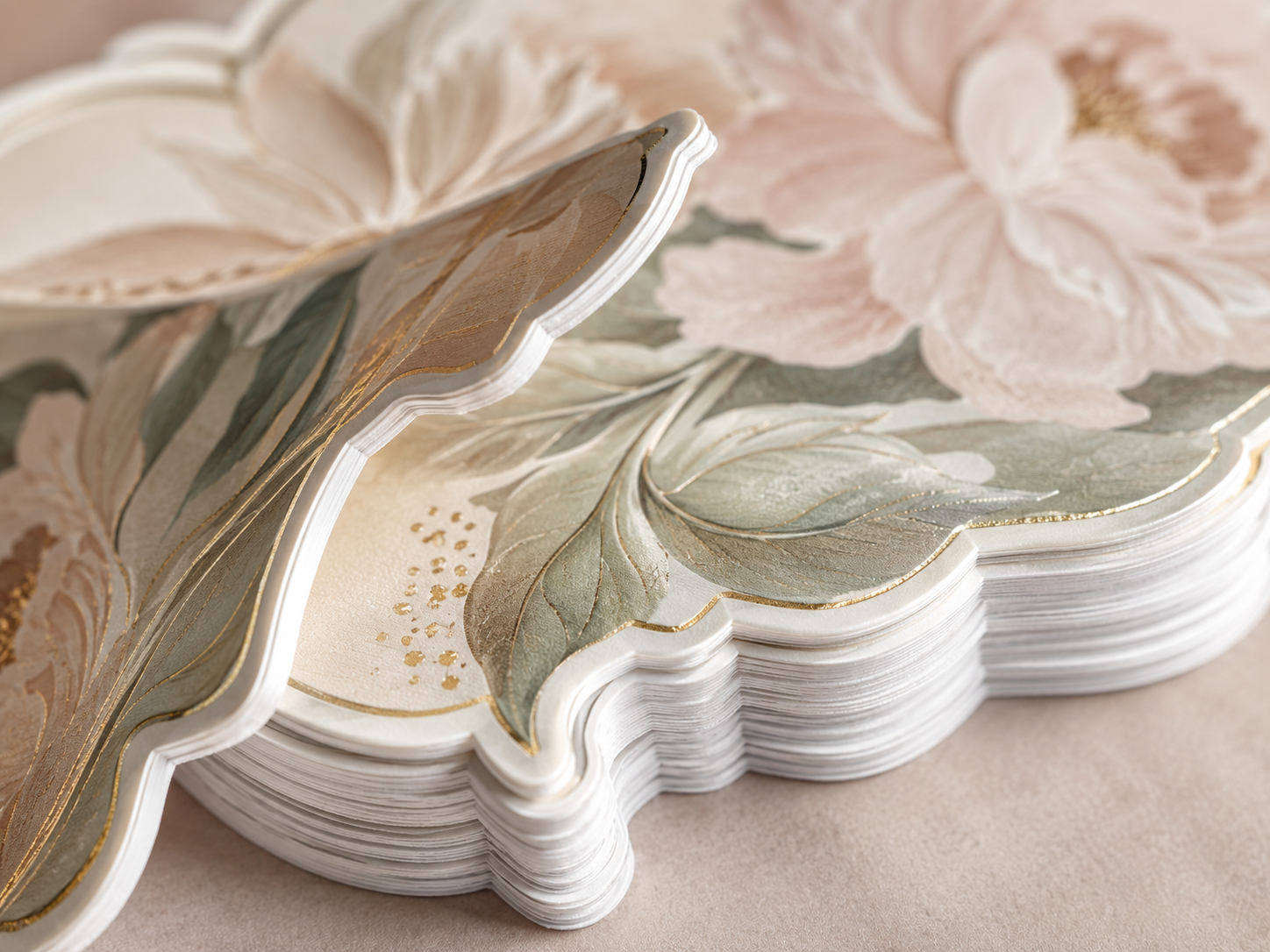 Precision die-cut custom shape sticker edges macro close-up