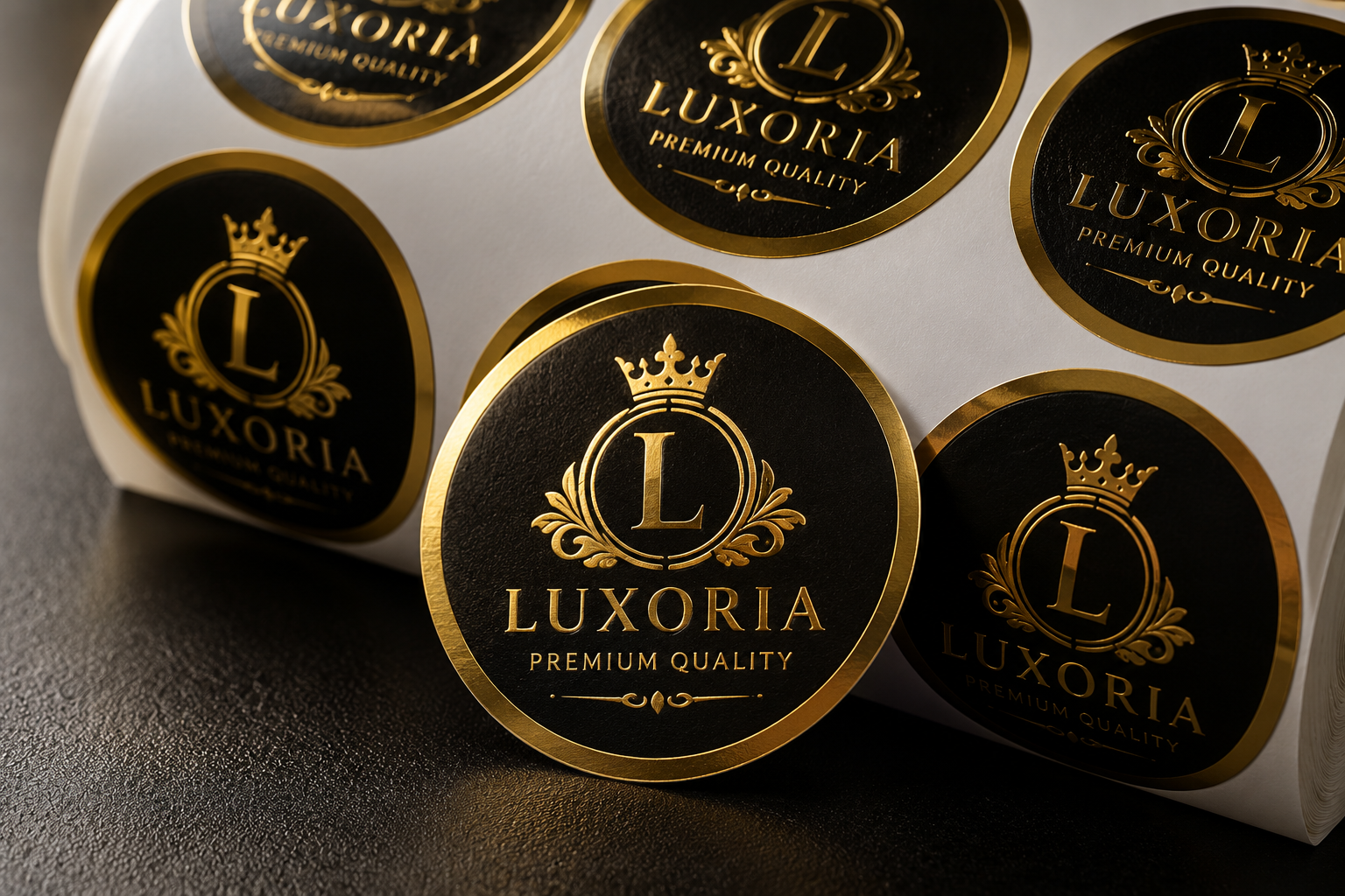 Gold logo stickers by Graficative