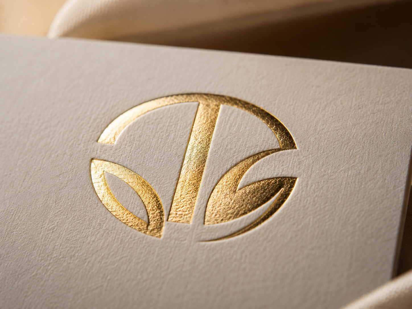 Custom shape sticker with gold foil logo macro close-up