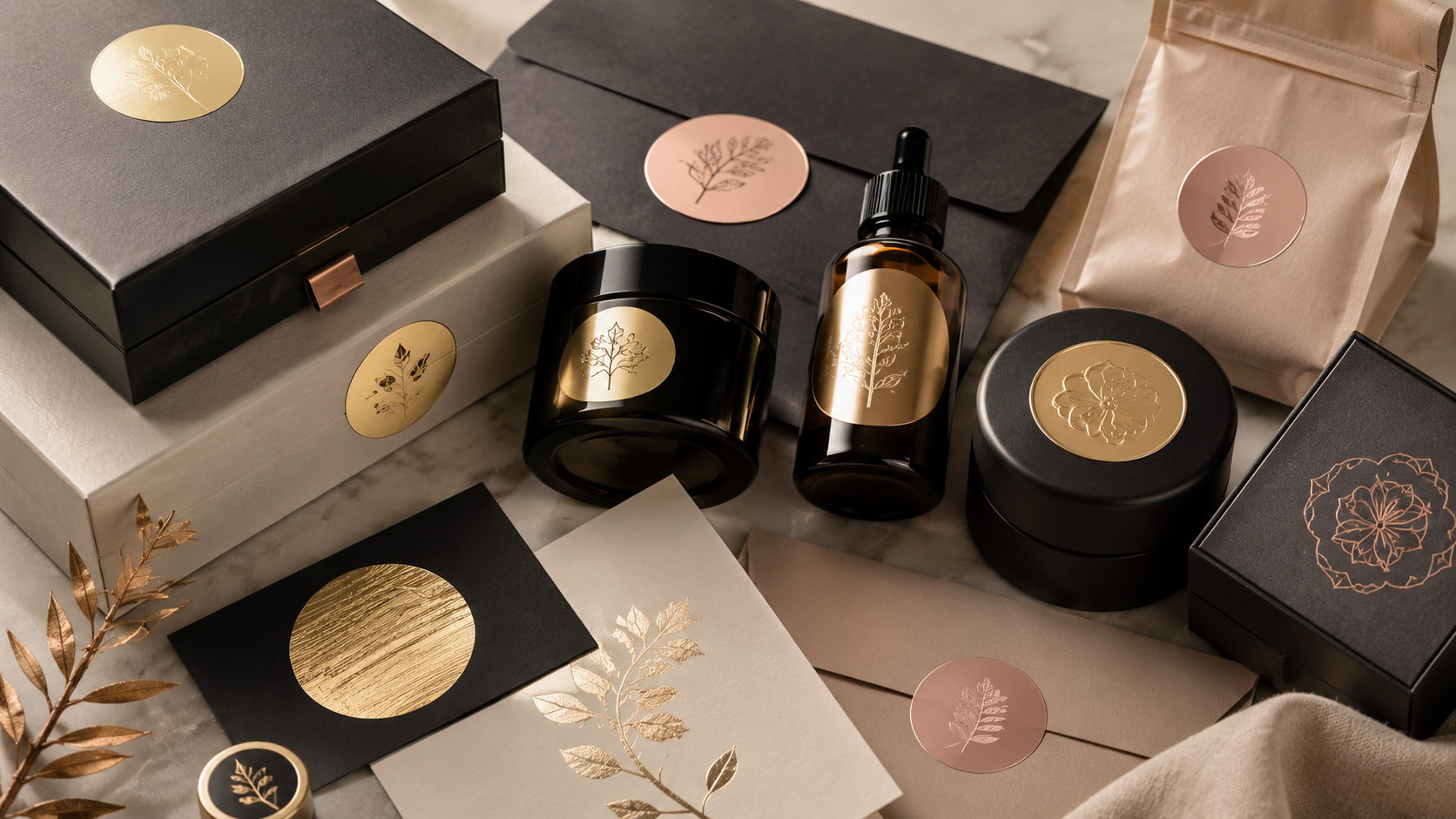 Premium foil stickers with multiple metallic finishes by Graficative